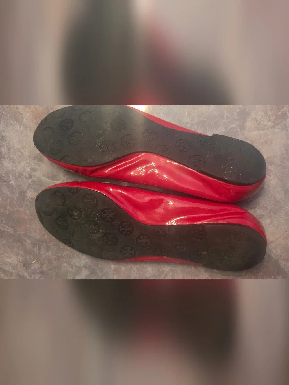 Tory Burch Red Patent Leather Logo Ballet Flats